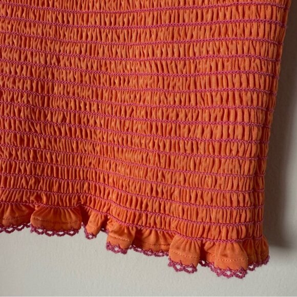 NWT Rails Maxine Fully Smocked Ruffle Lined Top in Papaya - Picture 9 of 11